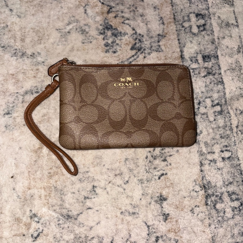 Coach Signature Brown Wristlet